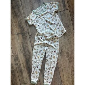 Milkberry Pajamas Kids 3T Pasta Tomato Print Bamboo Viscose 2 Piece Set Cream